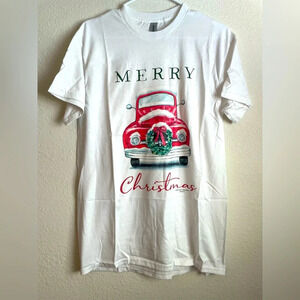 Merry Christmas women’s short sleeve white tshirt graphic print M